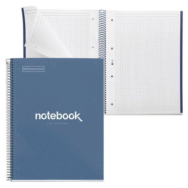 8422593460467 - Notizbuch Miquelrius Emotions 1 A4 80 Blatt kariert und blickdicht gelocht Spiralbindung Hardcover blau