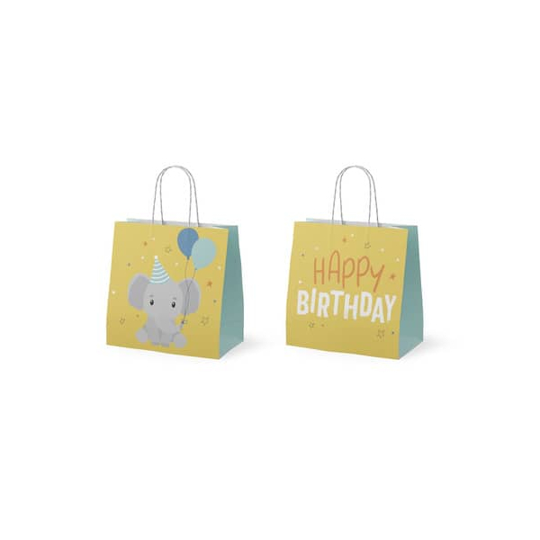 12 Stück LA VIDA Tragetasche 992384, außen 15x15x8cm, Papier, ocker, Happy Birthday, Happy Birthday 4027268345892 FÜR DICH