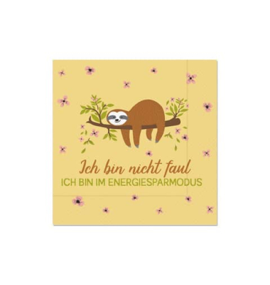 Motivservietten F&Uuml;R DICH 130677 / Zoofreunde Faultier, 3-lagig, 33x33cm