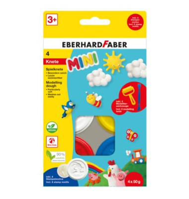 Spielknete 4ST 50g Basisfarben
