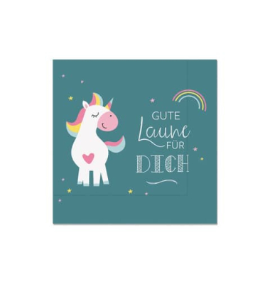 Motivservietten F&Uuml;R DICH 130582 / Einhorn/Spruch, 3-lagig, 33x33cm