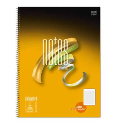 Collegeblock 608545000, kariert / NOTES mit Kopfzeile, kariert, A4, 70g, gelb, 80 Blatt