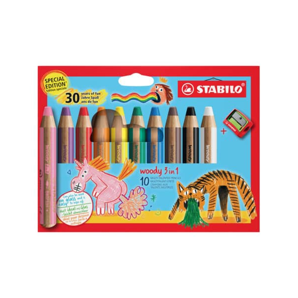 4006381618755 - 5 x Aquarellbuntstift woody 3 in 1 Kartonetui 10 Stück 10 Farb