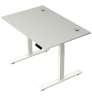 Schreibtisch Move 2 Plus, elektrisch höhenverstellbar, 63-127cm (H), 120x80cm (BxT), rechteckig, lichtgrau / weiß