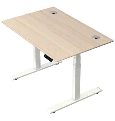 Schreibtisch Move 2 Plus, elektrisch höhenverstellbar, 63-127cm (H), 120x80cm (BxT), rechteckig, ahorn / weiß
