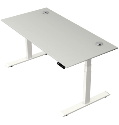 Schreibtisch Move 2 Plus, elektrisch höhenverstellbar, 63-127cm (H), 160x80cm (BxT), rechteckig, lichtgrau / weiß