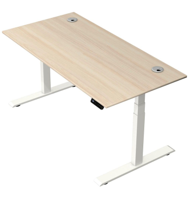 Schreibtisch Move 2 Plus, elektrisch höhenverstellbar, 63-127cm (H), 160x80cm (BxT), rechteckig, ahorn / weiß