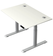 Schreibtisch Move 2 Plus, elektrisch höhenverstellbar, 63-127cm (H), 120x80cm (BxT), rechteckig, weiß / silber