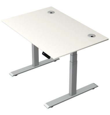 Schreibtisch Move 2 Plus, elektrisch höhenverstellbar, 63-127cm (H), 120x80cm (BxT), rechteckig, weiß / silber