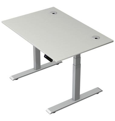 Schreibtisch Move 2 Plus, elektrisch höhenverstellbar, 63-127cm (H), 120x80cm (BxT), rechteckig, lichtgrau / silber