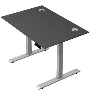 Schreibtisch Move 2 Plus, elektrisch höhenverstellbar, 63-127cm (H), 120x80cm (BxT), rechteckig, anthrazit / silber