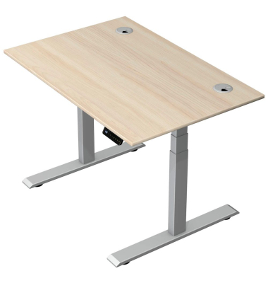Schreibtisch Move 2 Plus, elektrisch höhenverstellbar, 63-127cm (H), 120x80cm (BxT), rechteckig, ahorn / silber
