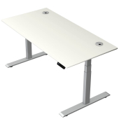 Schreibtisch Move 2 Plus, elektrisch höhenverstellbar, 63-127cm (H), 160x80cm (BxT), rechteckig, weiß / silber