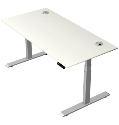 Schreibtisch Move 2 Plus, elektrisch höhenverstellbar, 63-127cm (H), 160x80cm (BxT), rechteckig, weiß / silber