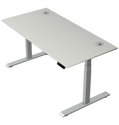 Schreibtisch Move 2 Plus, elektrisch höhenverstellbar, 63-127cm (H), 160x80cm (BxT), rechteckig, lichtgrau / silber