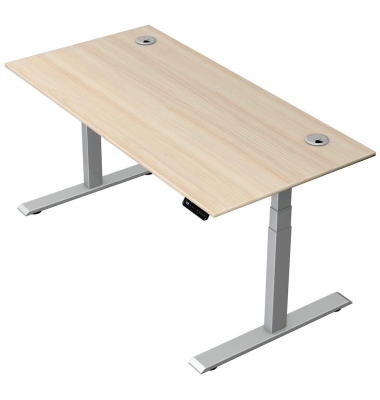 Schreibtisch Move 2 Plus, elektrisch höhenverstellbar, 63-127cm (H), 160x80cm (BxT), rechteckig, ahorn / silber