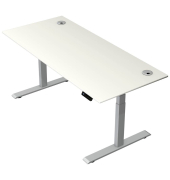 Schreibtisch Move 2 Plus, elektrisch höhenverstellbar, 63-127cm (H), 180x80cm (BxT), rechteckig, weiß / silber