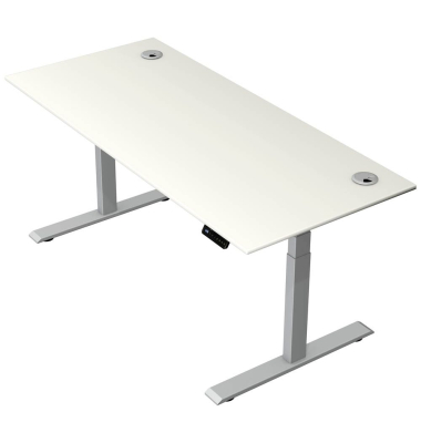 Schreibtisch Move 2 Plus, elektrisch höhenverstellbar, 63-127cm (H), 180x80cm (BxT), rechteckig, weiß / silber