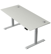 Schreibtisch Move 2 Plus, elektrisch höhenverstellbar, 63-127cm (H), 180x80cm (BxT), rechteckig, lichtgrau / silber
