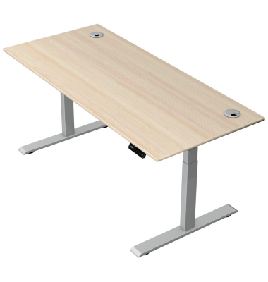Schreibtisch Move 2 Plus, elektrisch höhenverstellbar, 63-127cm (H), 180x80cm (BxT), rechteckig, ahorn / silber