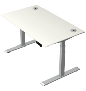 Schreibtisch Move 2 Plus, elektrisch höhenverstellbar, 63-127cm (H), 140x80cm (BxT), rechteckig, weiß / silber