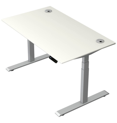 Schreibtisch Move 2 Plus, elektrisch höhenverstellbar, 63-127cm (H), 140x80cm (BxT), rechteckig, weiß / silber