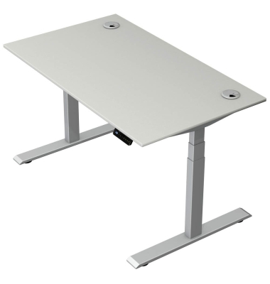 Schreibtisch Move 2 Plus, elektrisch höhenverstellbar, 63-127cm (H), 140x80cm (BxT), rechteckig, lichtgrau / silber