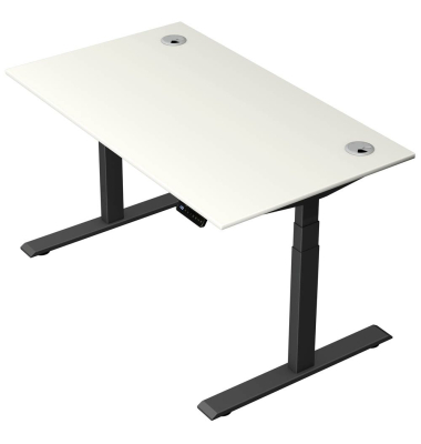 Schreibtisch Move 2 Plus, elektrisch höhenverstellbar, 63-127cm (H), 140x80cm (BxT), rechteckig, weiß / anthrazit