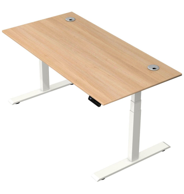 Schreibtisch Move 2 Plus, elektrisch höhenverstellbar, 63-127cm (H), 160x80cm (BxT), rechteckig, eiche / weiß