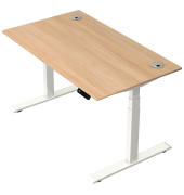 Schreibtisch Move 2 Plus, elektrisch höhenverstellbar, 63-127cm (H), 140x80cm (BxT), rechteckig, eiche / weiß