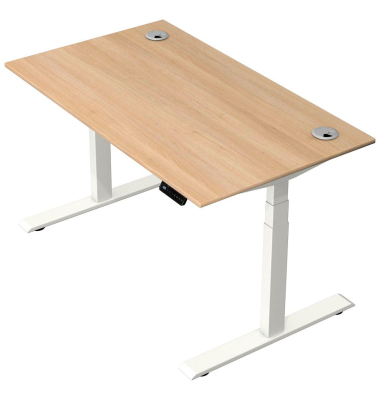 Schreibtisch Move 2 Plus, elektrisch höhenverstellbar, 63-127cm (H), 140x80cm (BxT), rechteckig, eiche / weiß