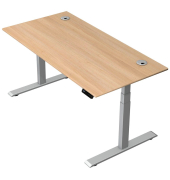 Schreibtisch Move 2 Plus, elektrisch höhenverstellbar, 63-127cm (H), 160x80cm (BxT), rechteckig, eiche / silber