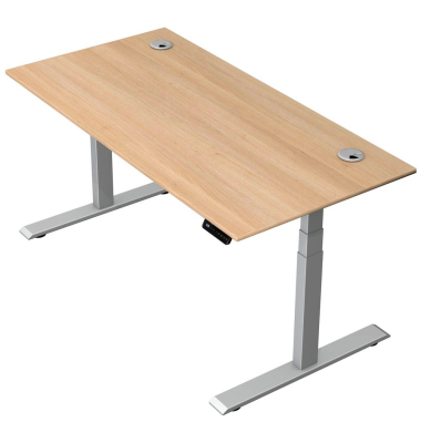 Schreibtisch Move 2 Plus, elektrisch höhenverstellbar, 63-127cm (H), 160x80cm (BxT), rechteckig, eiche / silber