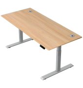 Schreibtisch Move 2 Plus, elektrisch höhenverstellbar, 63-127cm (H), 180x80cm (BxT), rechteckig, eiche / silber