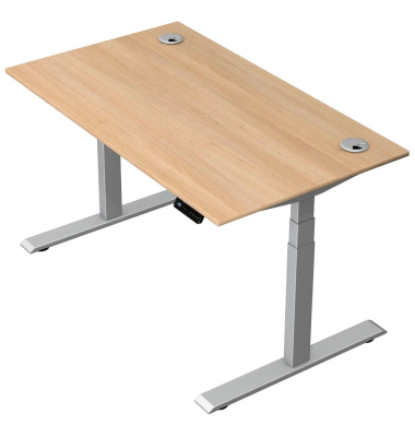 Schreibtisch Move 2 Plus, elektrisch höhenverstellbar, 63-127cm (H), 140x80cm (BxT), rechteckig, eiche / silber