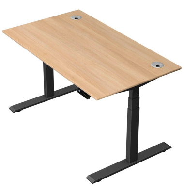 Schreibtisch Move 2 Plus, elektrisch höhenverstellbar, 63-127cm (H), 140x80cm (BxT), rechteckig, eiche / anthrazit