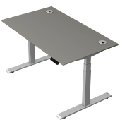 Schreibtisch Move 2 Plus, elektrisch höhenverstellbar, 63-127cm (H), 140x80cm (BxT), rechteckig, lichtgrau / silber
