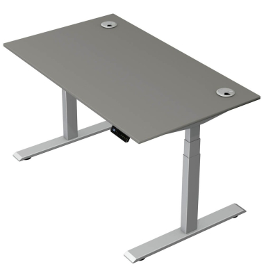 Schreibtisch Move 2 Plus, elektrisch höhenverstellbar, 63-127cm (H), 140x80cm (BxT), rechteckig, lichtgrau / silber