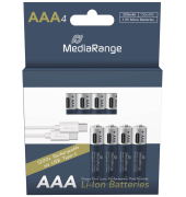 4 MediaRange USB-Akkus mit Ladekabel Mignon AAA 500 mAh