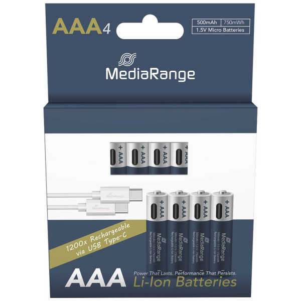 4260664875819 - Akkus Rechargeable USB AAA   Micro   HR03 37 Volt 4260664875819 MediaRange
