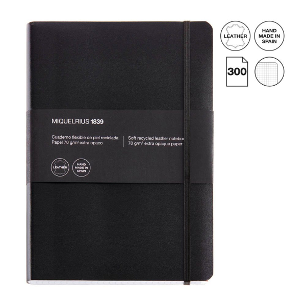 8422593104101 - Notizbuch A041090 Leather schwarz kariert 70g 8422593104101 MIQUELRIUS