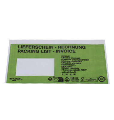 Lieferscheintaschen PAPER 2FVDO340212 Din Lang selbstklebend 