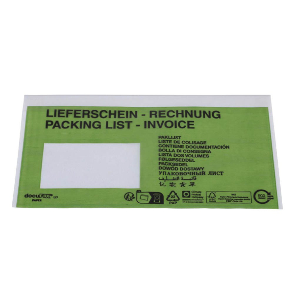 4009445402123 - Lieferscheintaschen PAPER 2FVDO340212 Din Lang selbstklebend 4009445402123 1000 Stück 4009445402123 - Lieferscheintaschen PAPER 2FVDO340212 Din Lang selbstklebend 4009445402123 1000 Stück
