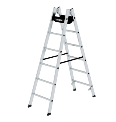 Stehleiter 33012 nivello, 2x 6 Stufen, schwarz/silber, Aluminium