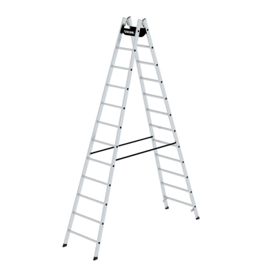 Stehleiter 33024 nivello, 2x 12 Stufen, silber, Aluminium