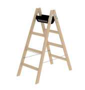 Stehleiter 33208, 2x 4 Stufen, braun, Holz