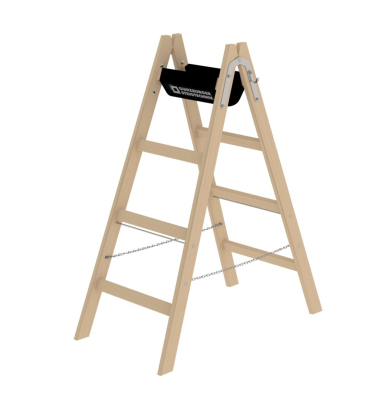 Stehleiter 33208, 2x 4 Stufen, braun, Holz