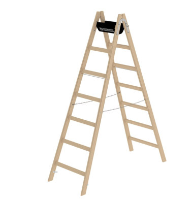 Stehleiter 33214, 2x 7 Stufen, braun, Holz