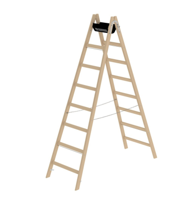 Stehleiter 33216, 2x 8 Stufen, braun, Holz