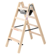 Stehleiter 33808, 2x 4 Stufen, braun, Holz